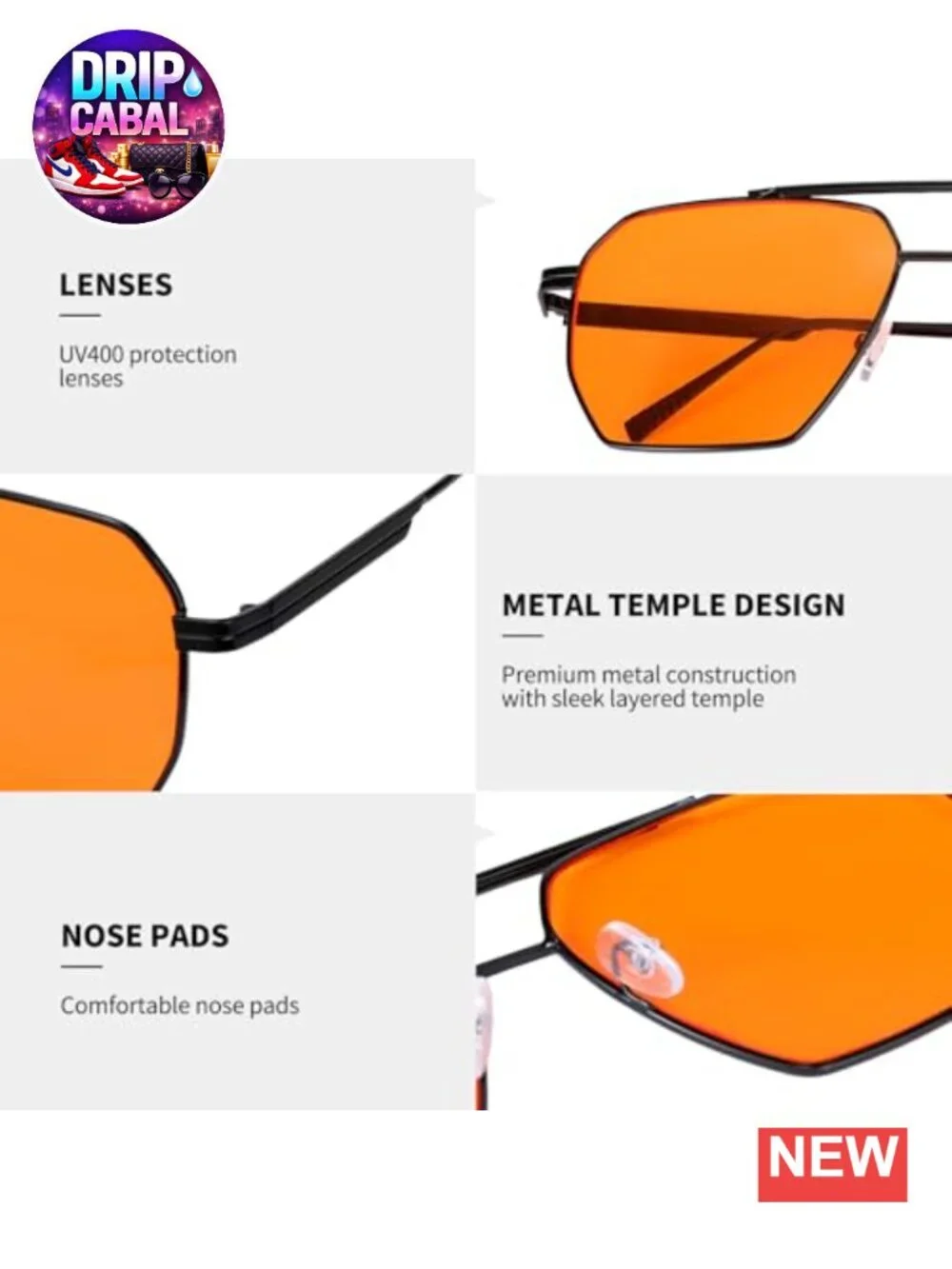 Retro Oversized Square Aviator Sunglasses Women Men Trendy Metal UV400
